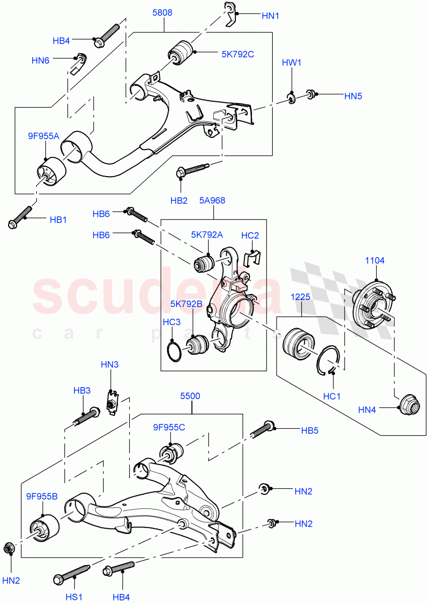 Rear Knuckle And Suspension Arms((V)TO9A999999) of Land Rover Land Rover Range Rover Sport (2005-2009) [2.7 Diesel V6]