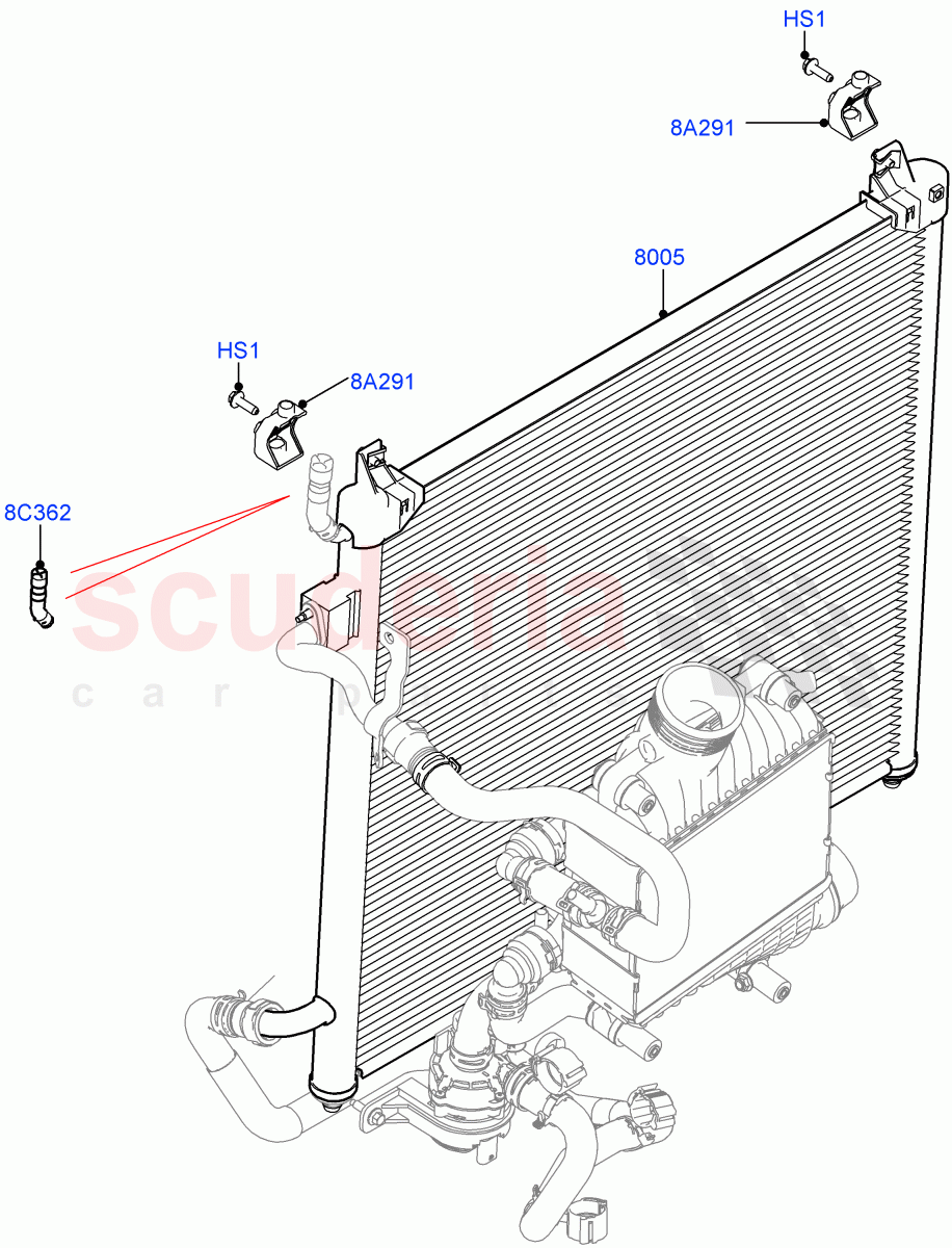 Radiator/Coolant Overflow Container(Nitra Plant Build, Intercooler Radiator, Water Charge Air Cooler)(2.0L I4 DSL MID DOHC AJ200,2.0L I4 DSL HIGH DOHC AJ200)((V)FROMK2000001) of Land Rover Land Rover Discovery 5 (2017+) [2.0 Turbo Diesel]
