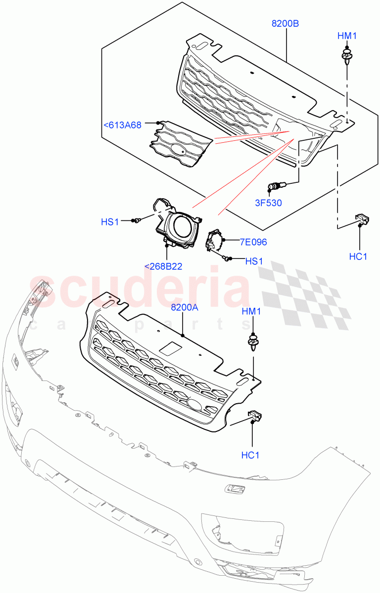 Radiator Grille And Front Bumper(Version - Core,Non SVR) of Land Rover Land Rover Range Rover Sport (2014+) [4.4 DOHC Diesel V8 DITC]