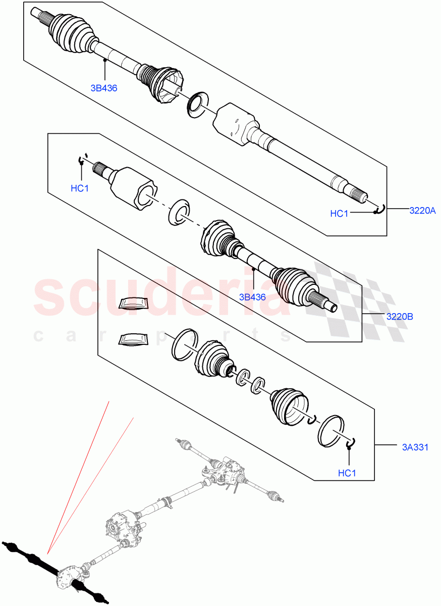 Drive Shaft - Front Axle Drive(Solihull Plant Build, Driveshaft)((V)FROMHA000001) of Land Rover Land Rover Discovery 5 (2017+) [3.0 DOHC GDI SC V6 Petrol]