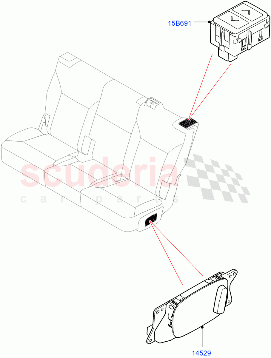 Switches(Solihull Plant Build, Rear Seats)(With Power Rear Seat Recliner)((V)FROMHA000001) of Land Rover Land Rover Discovery 5 (2017+) [2.0 Turbo Diesel]