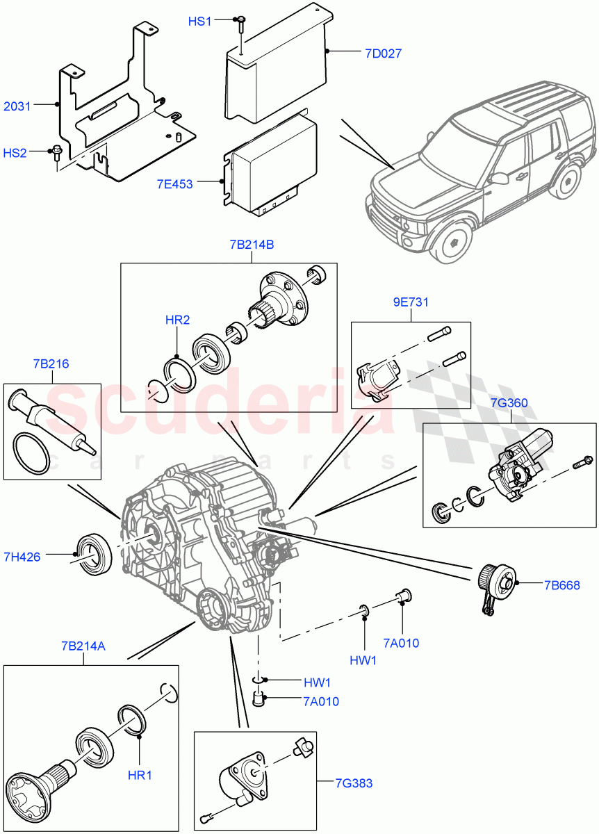 Transfer Drive Components(8 Speed Auto Trans ZF 8HP70 4WD,With 2 Spd Trans Case With Ctl Trac)((V)FROMEA000001) of Land Rover Land Rover Discovery 4 (2010-2016) [2.7 Diesel V6]