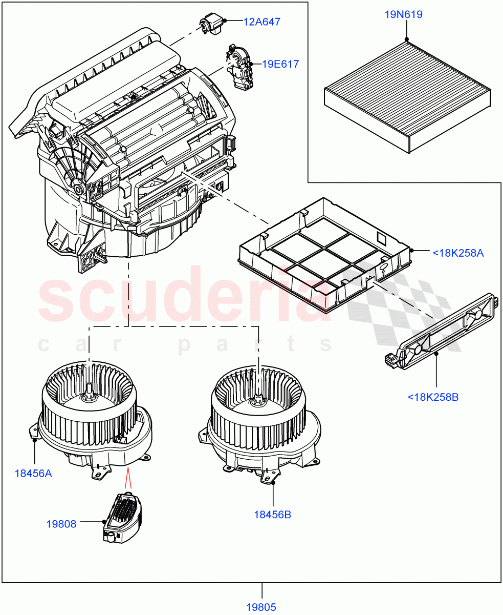 Heater/Air Con Blower And Compnts(Nitra Plant Build)((V)FROML2426463) of Land Rover Land Rover Discovery 5 (2017+) [3.0 DOHC GDI SC V6 Petrol]