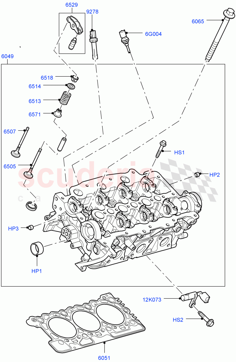 Cylinder Head(Solihull Plant Build)(3.0 V6 D Gen2 Mono Turbo,3.0 V6 D Low MT ROW,3.0 V6 D Gen2 Twin Turbo)((V)FROMFA000001) of Land Rover Land Rover Discovery 4 (2010-2016) [3.0 Diesel 24V DOHC TC]