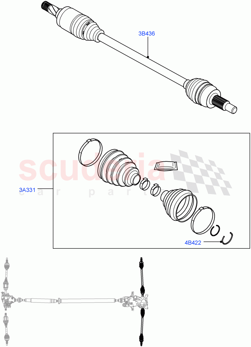 Drive Shaft - Rear Axle Drive(6 Speed Manual Trans BG6,Halewood (UK),All Wheel Drive,9 Speed Auto Trans 9HP50,9 Speed Auto AWD,6 Speed Manual Trans M66 - AWD) of Land Rover Land Rover Discovery Sport (2015+) [2.0 Turbo Diesel AJ21D4]