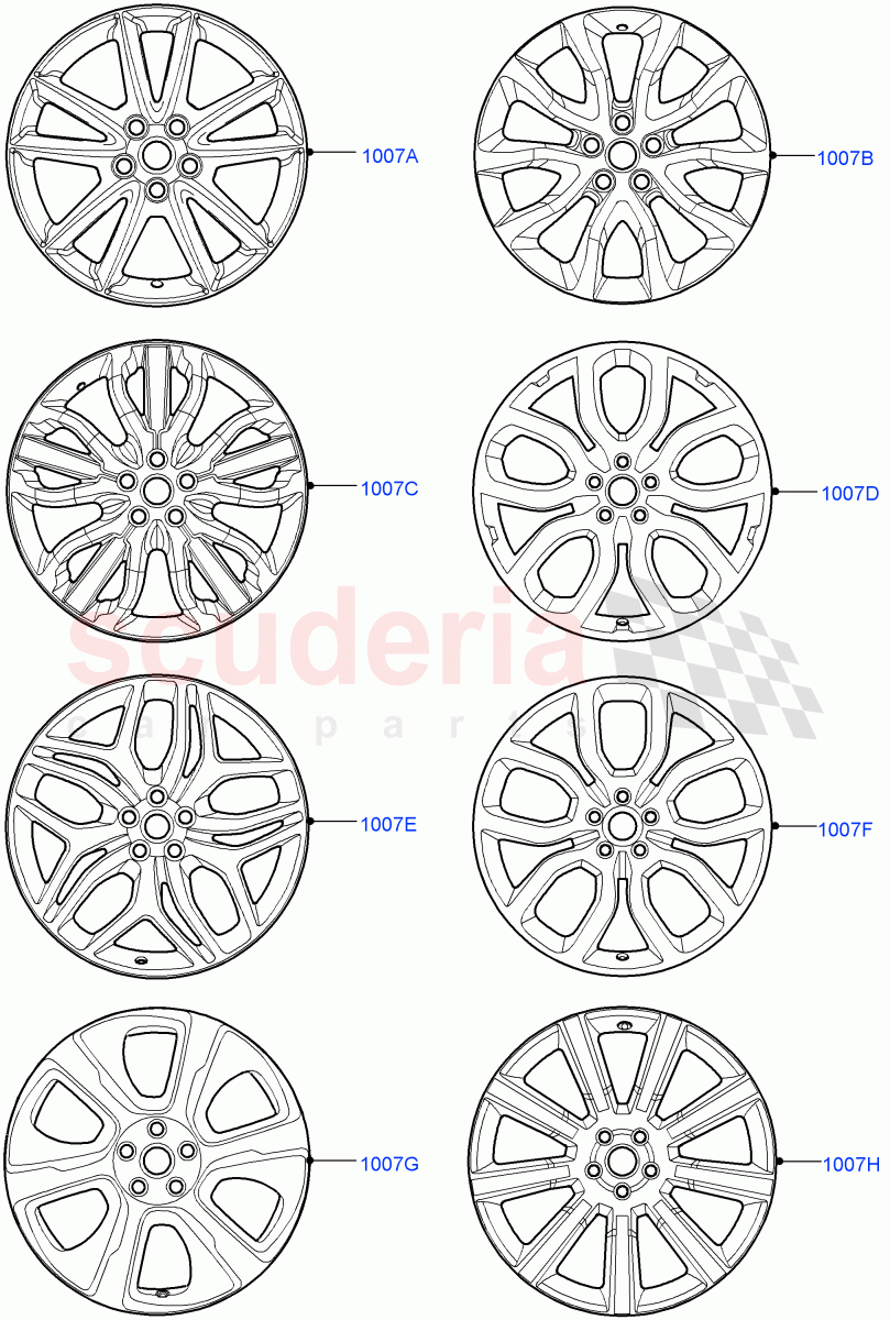 Wheels(Version - Core,Non SVR) of Land Rover Land Rover Range Rover Sport (2014+) [5.0 OHC SGDI SC V8 Petrol]