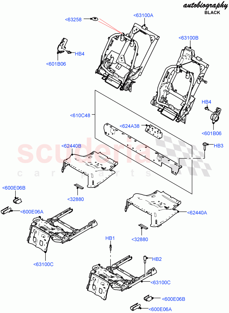 Rear Seat Base(With 2 Rear Small Individual Seats)((V)FROMJA000001) of Land Rover Land Rover Range Rover (2012-2021) [3.0 Diesel 24V DOHC TC]