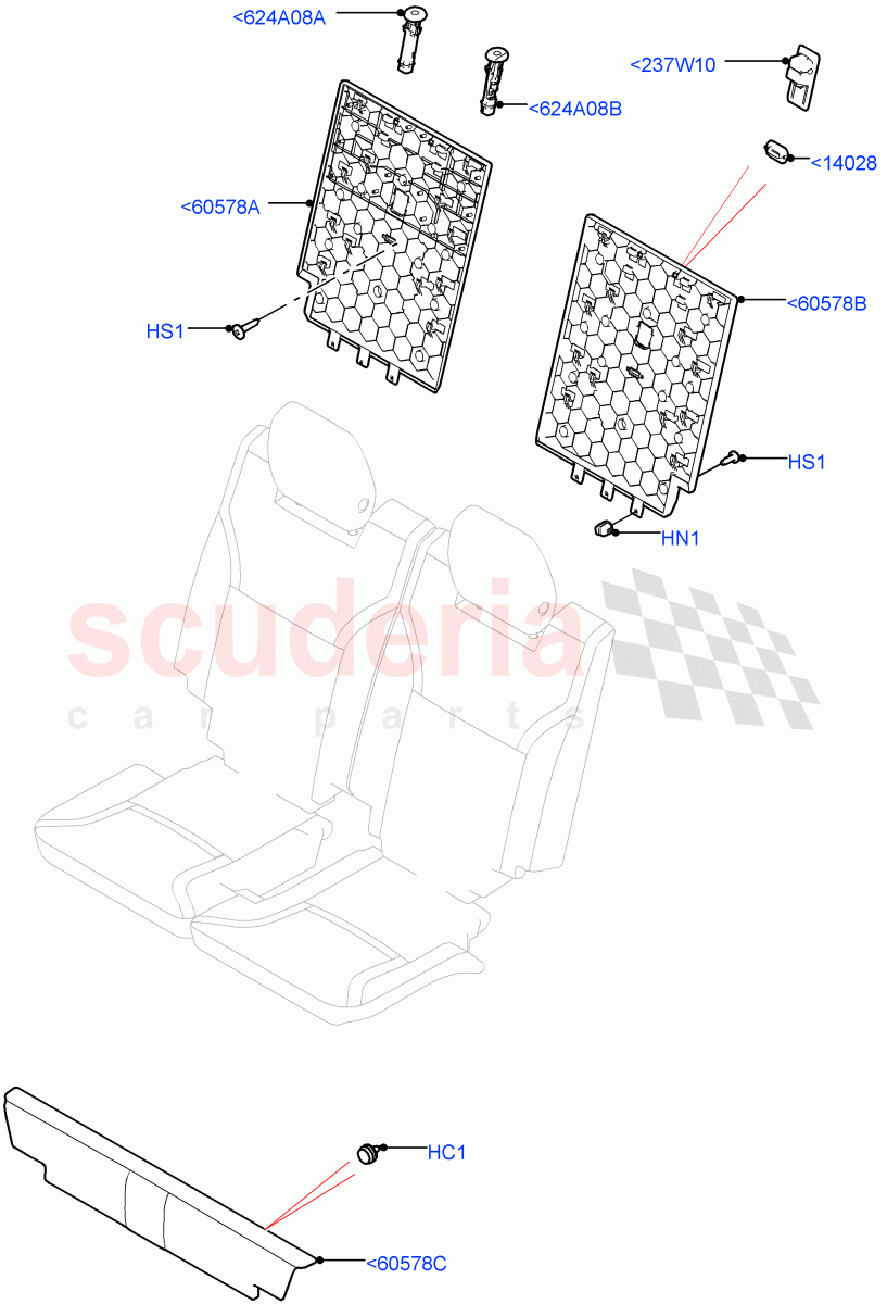 Rear Seat Back(Row 3, Solihull Plant Build)(Version - Core,With 7 Seat Configuration)((V)FROMHA000001) of Land Rover Land Rover Discovery 5 (2017+) [3.0 DOHC GDI SC V6 Petrol]
