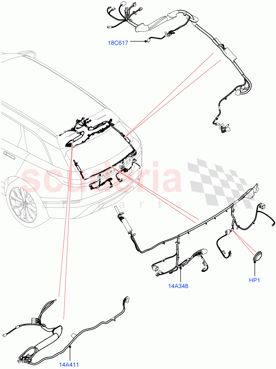 Electrical Wiring - Body And Rear(Tailgate) of Land Rover Land Rover Range Rover Velar (2017+) [3.0 Diesel 24V DOHC TC]