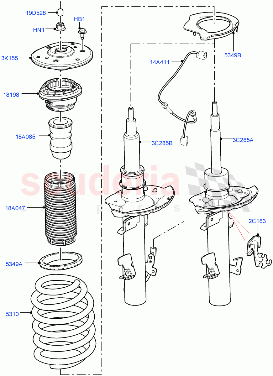 Front Suspension Struts And Springs(Changsu (China)) of Land Rover Land Rover Range Rover Evoque (2019+) [2.0 Turbo Diesel AJ21D4]