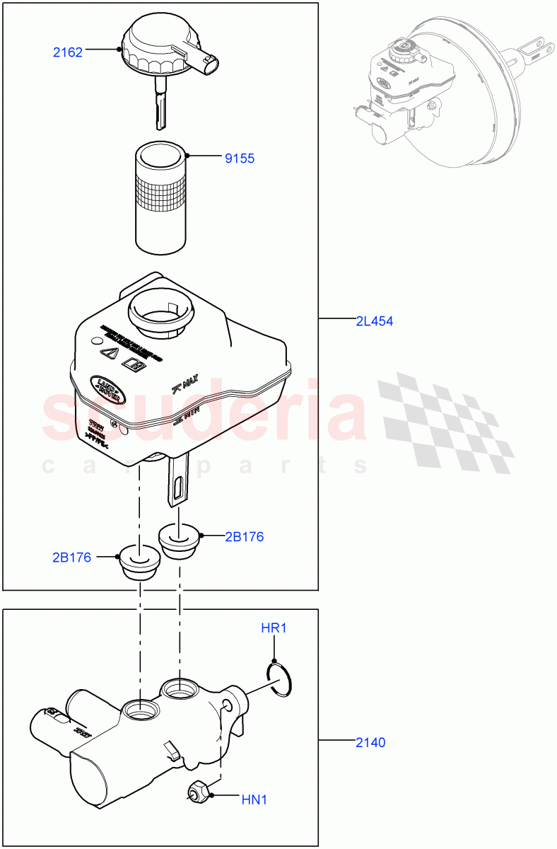 Master Cylinder - Brake System(Solihull Plant Build)((V)FROMHA000001) of Land Rover Land Rover Discovery 5 (2017+) [3.0 Diesel 24V DOHC TC]