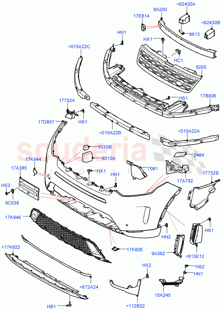 Radiator Grille And Front Bumper(Halewood (UK),Front Bumper - Sport - Body Colour)((V)FROMLH000001) of Land Rover Land Rover Discovery Sport (2015+) [2.2 Single Turbo Diesel]