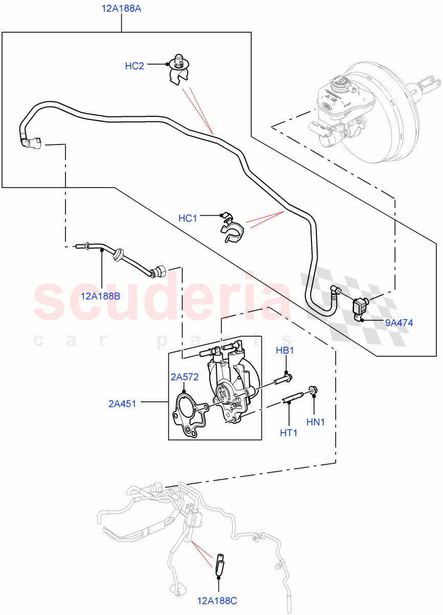 Vacuum Control And Air Injection(Vacuum Pump And Hoses, Solihull Plant Build)(3.0 V6 Diesel,8 Speed Auto Trans ZF 8HP70 4WD,LHD)((V)FROMHA000001) of Land Rover Land Rover Discovery 5 (2017+) [3.0 Diesel 24V DOHC TC]