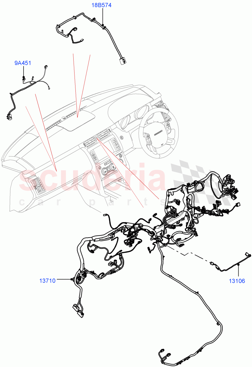 Facia Harness(Solihull Plant Build)((V)FROMHA000001,(V)TOHA999999) of Land Rover Land Rover Discovery 5 (2017+) [3.0 I6 Turbo Petrol AJ20P6]