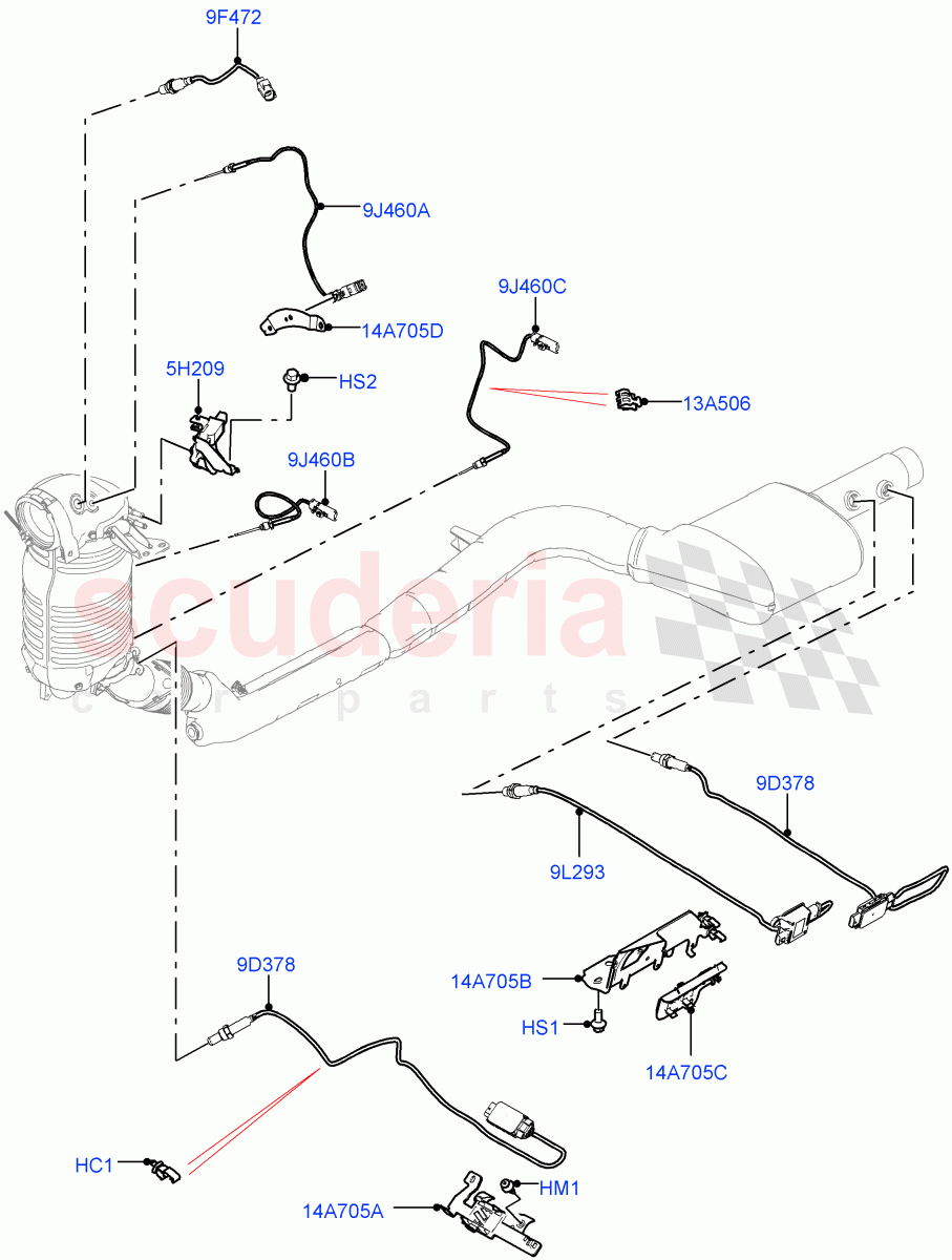 Exhaust Sensors And Modules(Nitra Plant Build)(2.0L I4 DSL HIGH DOHC AJ200,Standard Wheelbase,EU6D - Final (Diesel) Emission,EU6D Diesel + DPF Emissions,LEV 160)((V)FROMK2000001) of Land Rover Land Rover Discovery 5 (2017+) [2.0 Turbo Diesel]