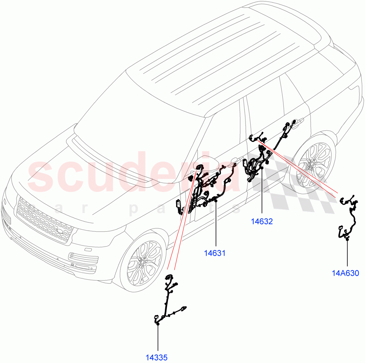 Electrical Wiring - Body And Rear(Front And Rear Doors)((V)FROMHA000001,(V)TOHA999999) of Land Rover Land Rover Range Rover (2012-2021) [3.0 I6 Turbo Diesel AJ20D6]