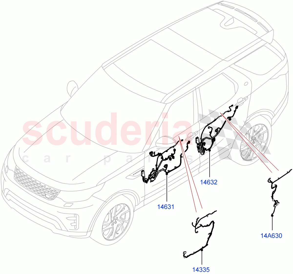 Electrical Wiring - Body And Rear(Front And Rear Doors, Solihull Plant Build)((V)FROMHA000001,(V)TOHA999999) of Land Rover Land Rover Discovery 5 (2017+) [2.0 Turbo Petrol AJ200P]