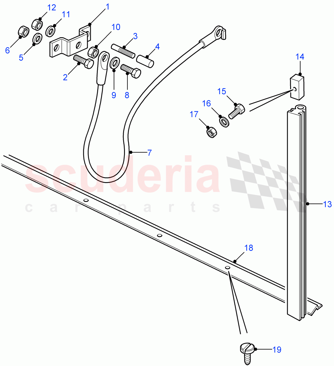 Cable-Rear Body Tailgate(With High Capacity Tailgate,With Lower Tailgate)((V)FROM7A000001) of Land Rover Land Rover Defender (2007-2016)