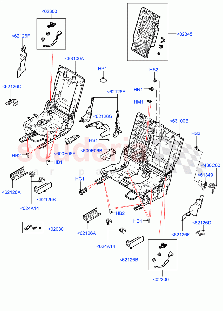 Rear Seat Base(60/40 Load Through With Slide) of Land Rover Land Rover Defender (2020+) [2.0 Turbo Diesel]