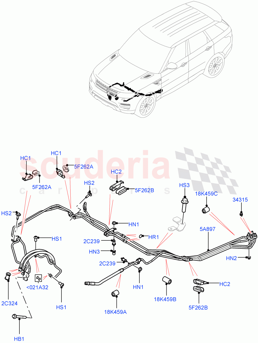 Active Anti-Roll Bar System(ARC Pipes, Front)(Electronic Air Suspension With ACE,Sport Suspension w/ARC)((V)FROMKA000001) of Land Rover Land Rover Range Rover Sport (2014+) [3.0 I6 Turbo Diesel AJ20D6]