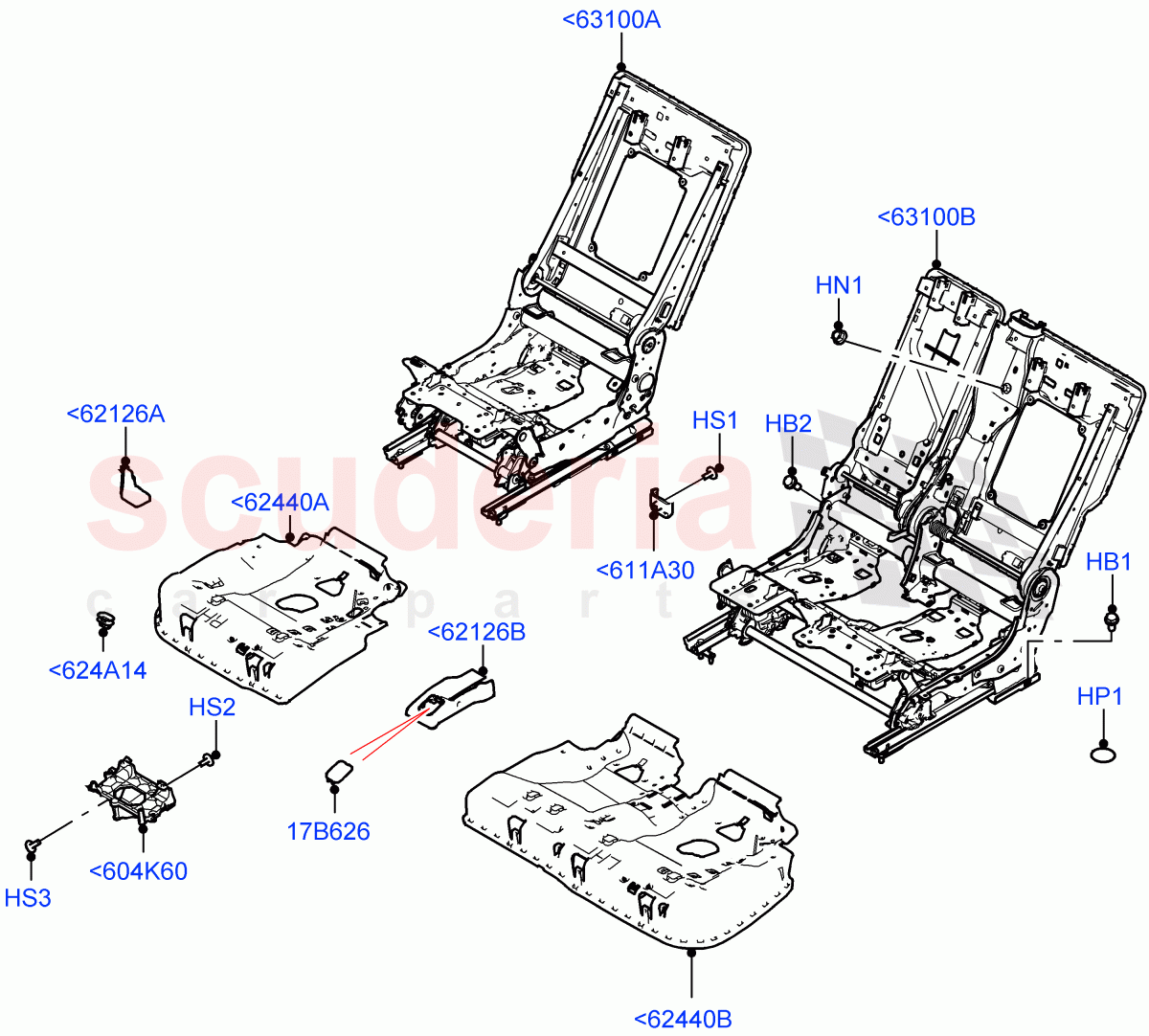Rear Seat Base(With 60/40 Power Fold Thru Rr Seat) of Land Rover Land Rover Range Rover (2022+) [3.0 I6 Turbo Petrol AJ20P6]