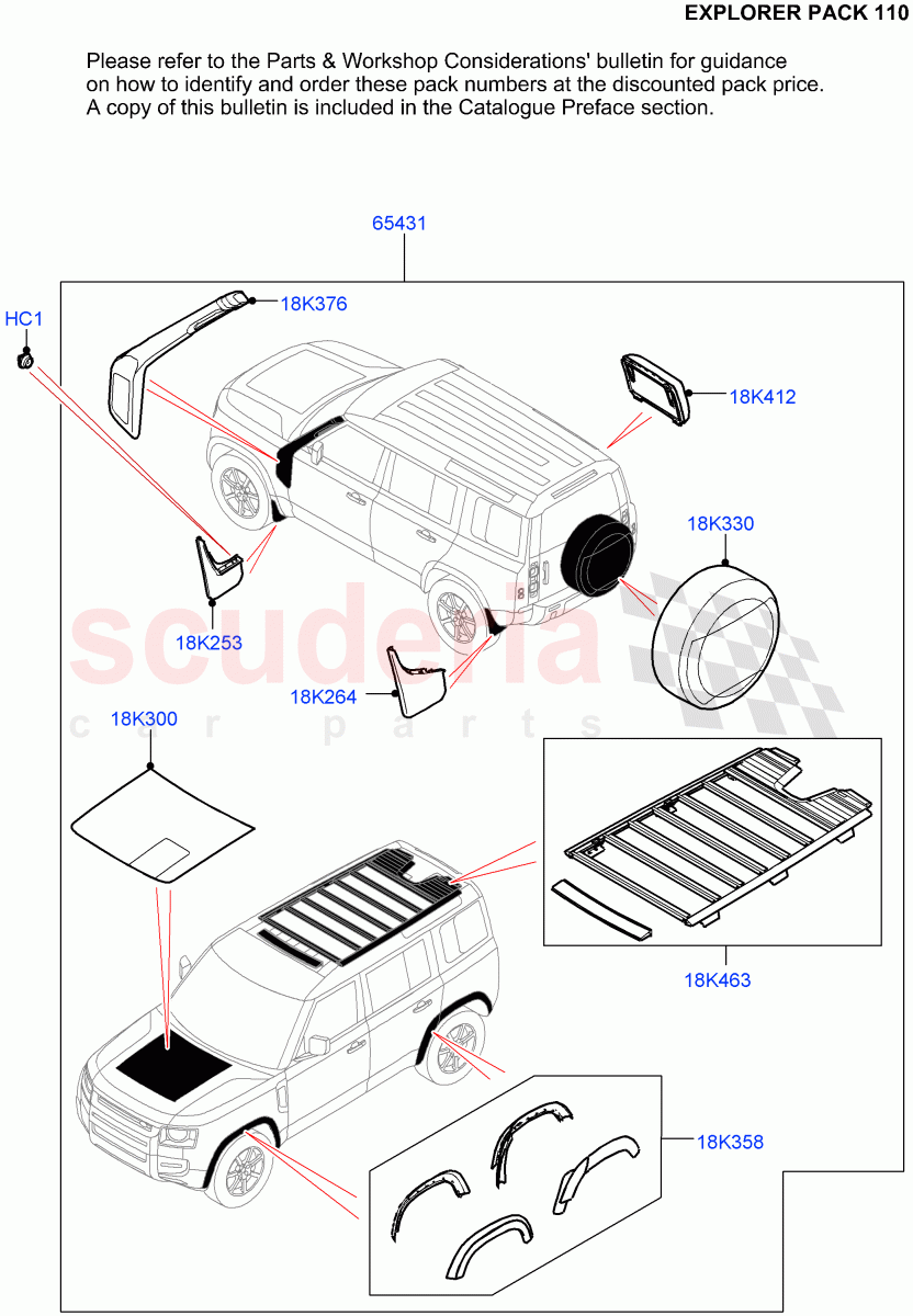 Accessory Pack(Explorer Pack 110: Virtual Part Order Number VPLEEXP000/VPLEEXP001)(Standard Wheelbase) of Land Rover Land Rover Defender (2020+) [2.0 Turbo Petrol AJ200P]