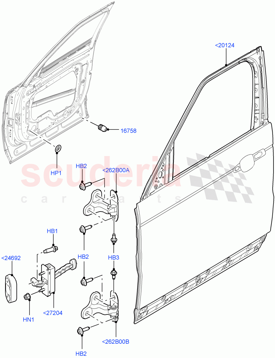 Front Doors, Hinges & Weatherstrips(Door And Fixings) of Land Rover Land Rover Range Rover Sport (2014+) [3.0 I6 Turbo Petrol AJ20P6]