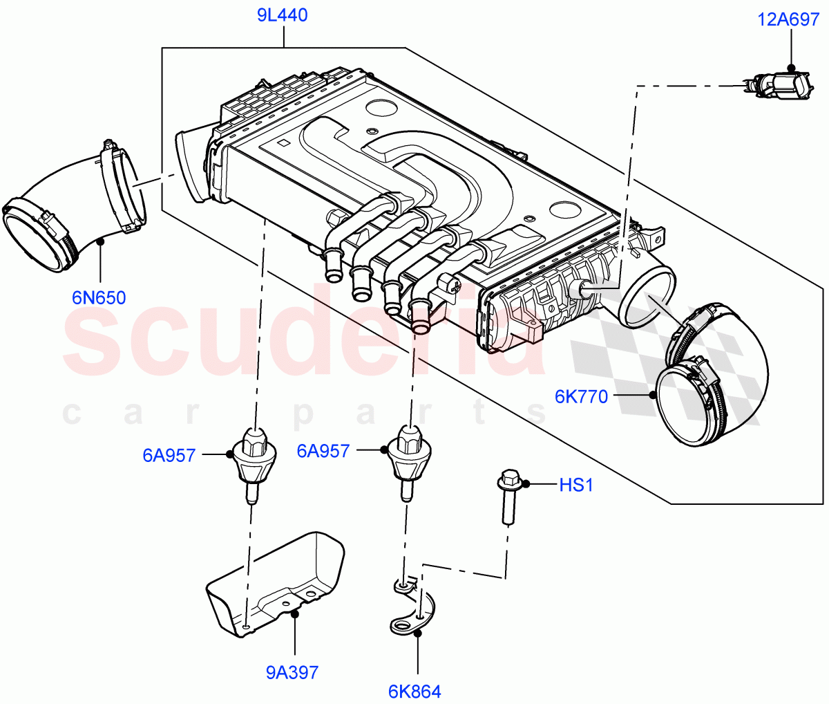 Intercooler/Air Ducts And Hoses(Nitra Plant Build)(3.0L AJ20D6 Diesel High)((V)FROMM2000001) of Land Rover Land Rover Defender (2020+) [3.0 I6 Turbo Diesel AJ20D6]