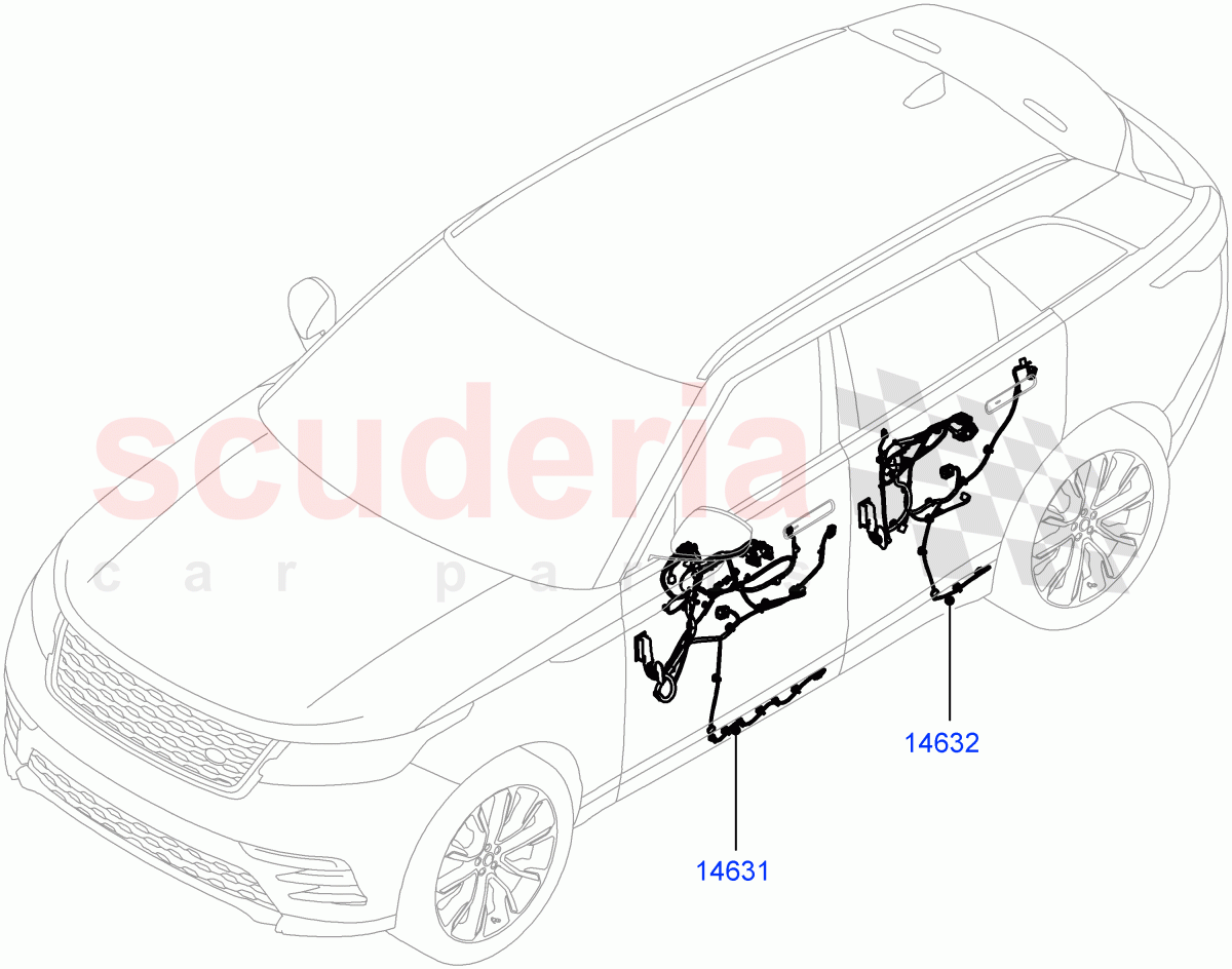 Electrical Wiring - Body And Rear(Front And Rear Doors)((V)TOLA999999) of Land Rover Land Rover Range Rover Velar (2017+) [2.0 Turbo Diesel AJ21D4]