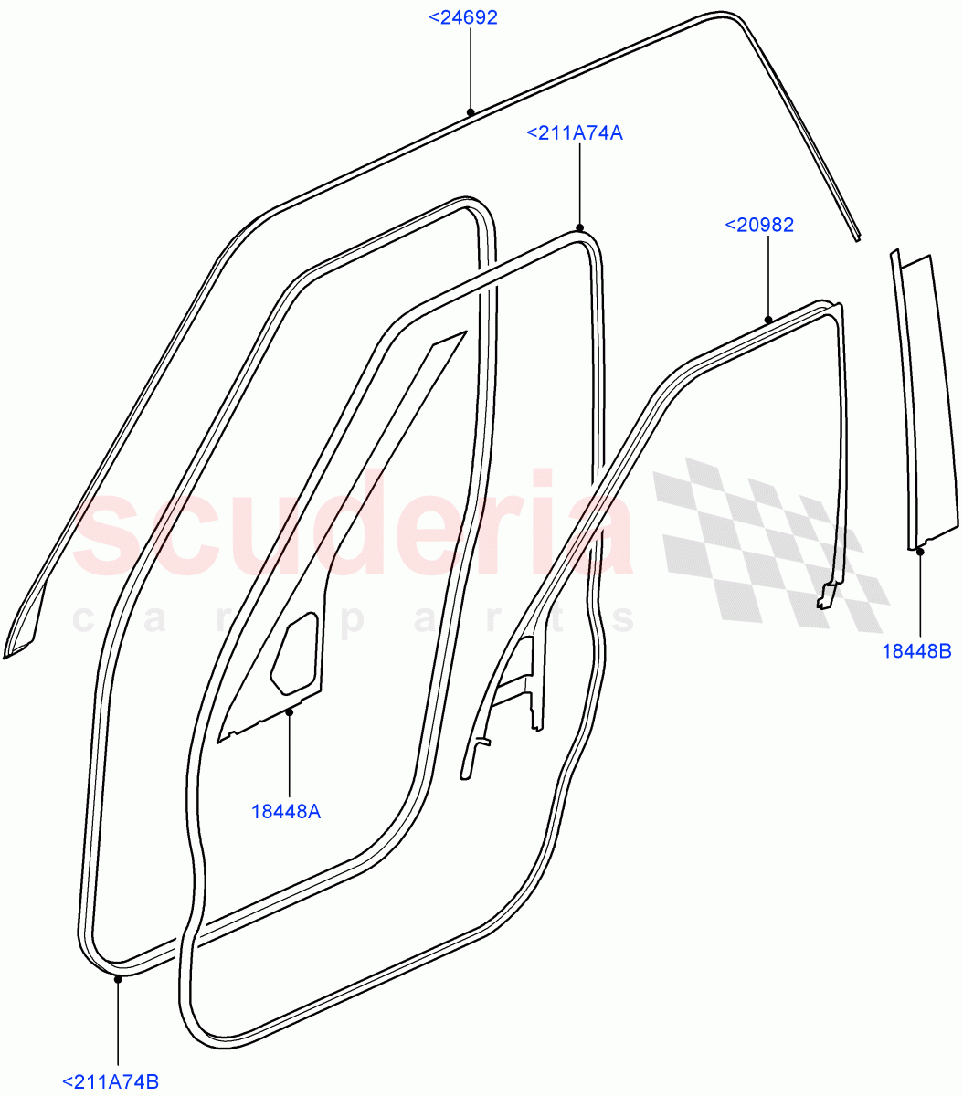 Front Doors, Hinges & Weatherstrips(Finisher And Seals)((V)TO9A999999) of Land Rover Land Rover Range Rover Sport (2005-2009) [2.7 Diesel V6]