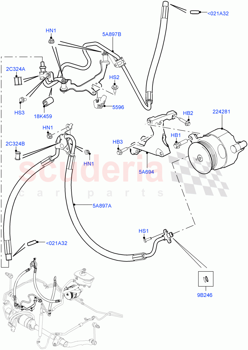 Active Anti-Roll Bar System(High Pressure Pipes, ARC Pump)(3.0 V6 Diesel,With ACE Suspension)((V)TOHA999999) of Land Rover Land Rover Range Rover Sport (2014+) [4.4 DOHC Diesel V8 DITC]