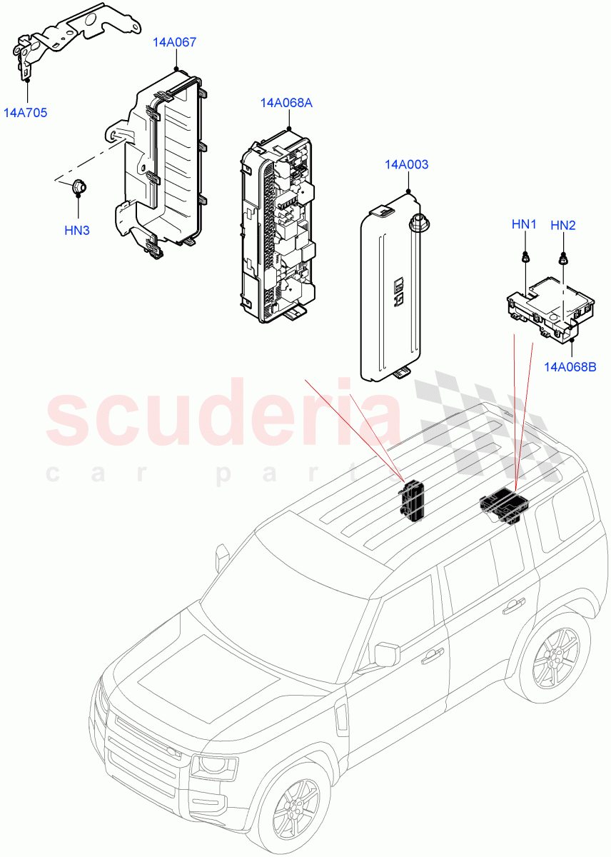 Fuses, Holders And Circuit Breakers(Rear) of Land Rover Land Rover Defender (2020+) [5.0 OHC SGDI SC V8 Petrol]
