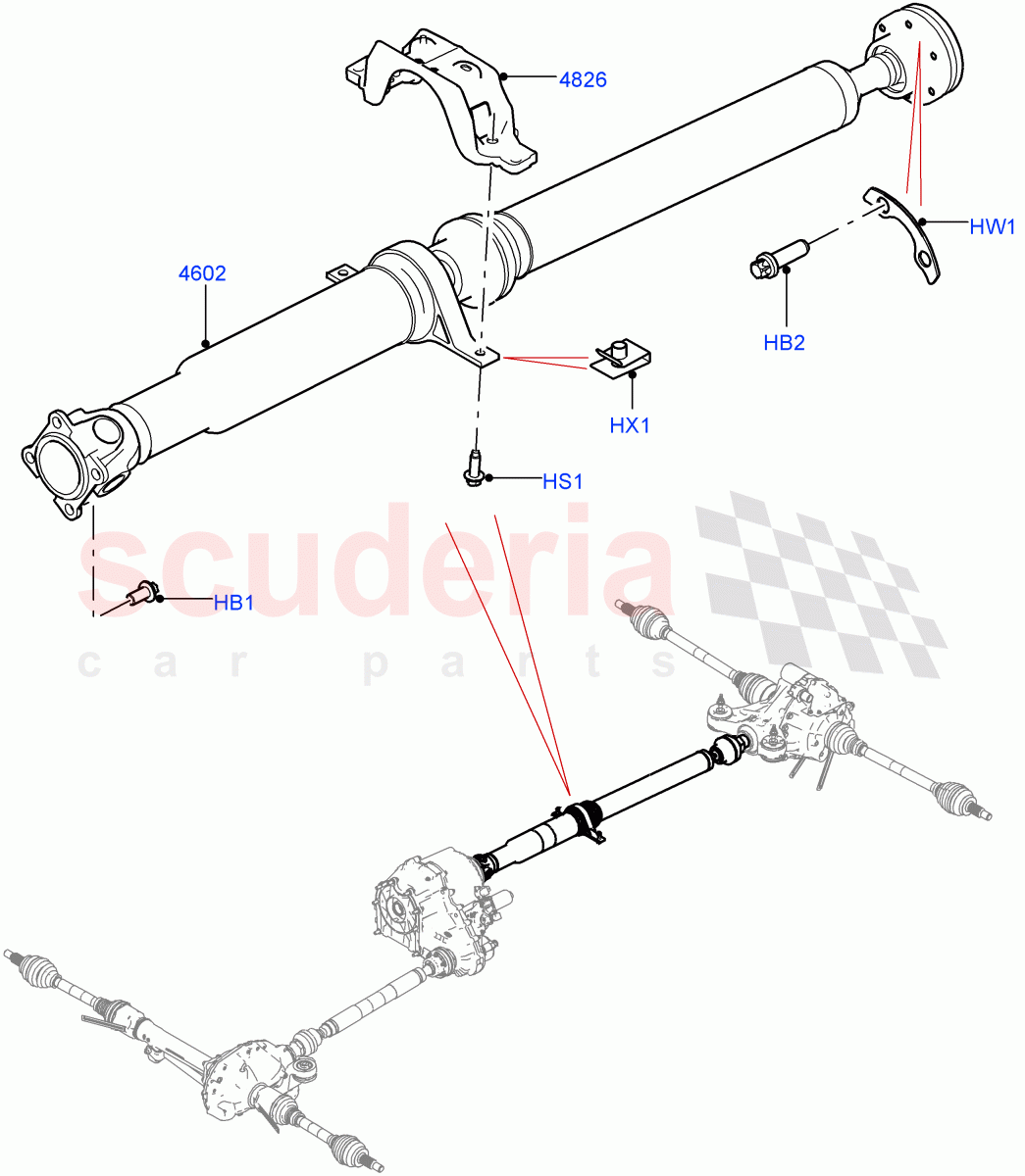 Drive Shaft - Rear Axle Drive(Propshaft)((V)FROMHA000001) of Land Rover Land Rover Range Rover (2012-2021) [3.0 I6 Turbo Diesel AJ20D6]