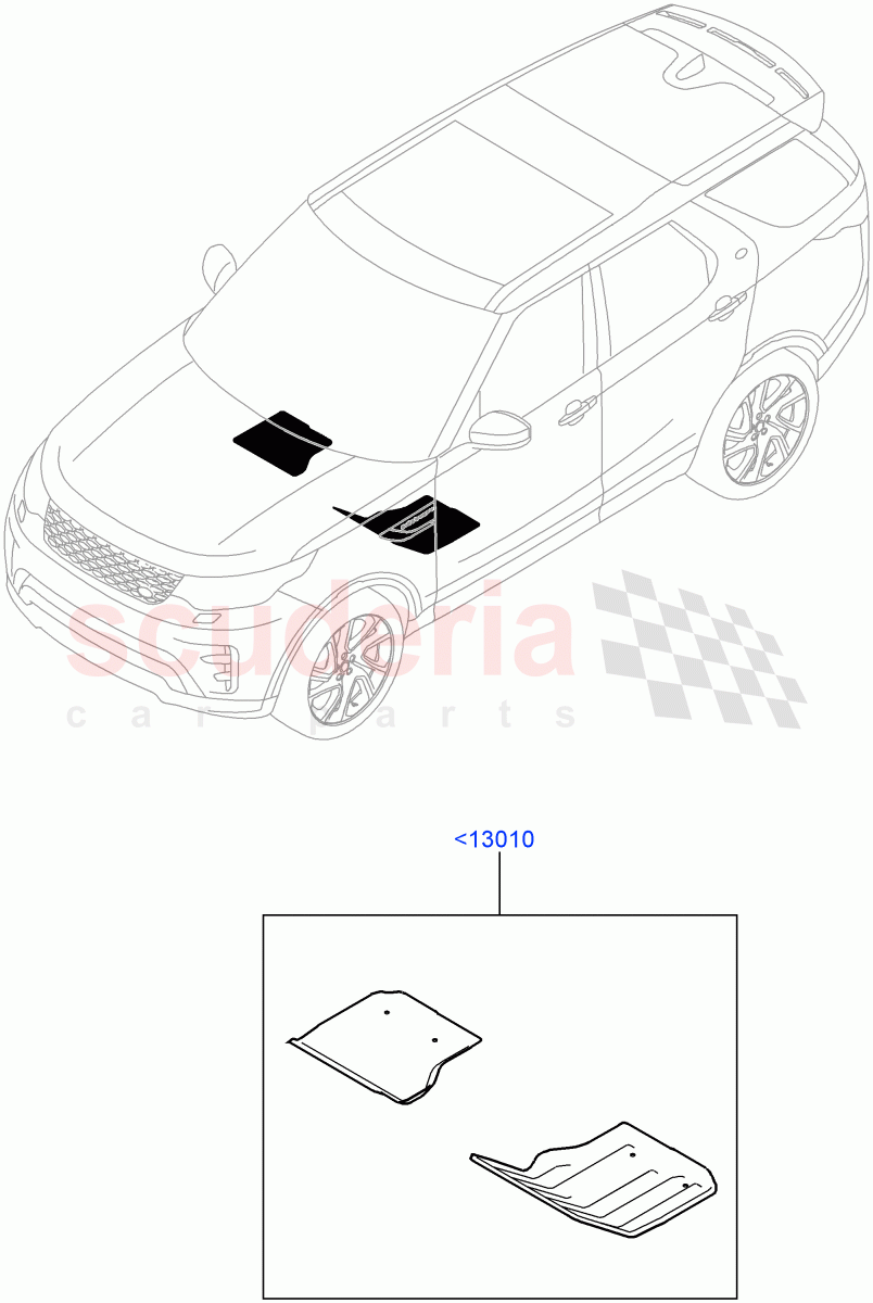 Floor Trim(Floor Mats, Nitra Plant Build)(With 2 Seat Configuration)((V)FROMK2000001) of Land Rover Land Rover Discovery 5 (2017+) [2.0 Turbo Petrol AJ200P]