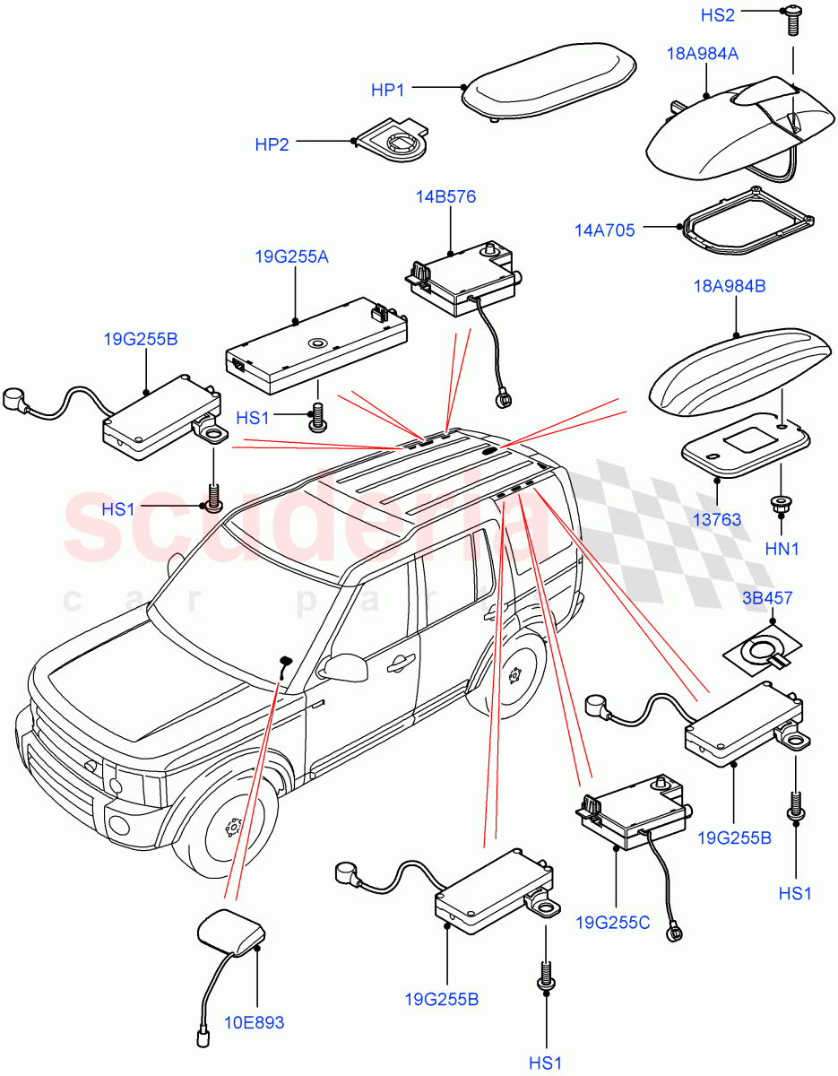 Aerial(Roof)((V)FROMAA000001) of Land Rover Land Rover Discovery 4 (2010-2016) [5.0 OHC SGDI NA V8 Petrol]