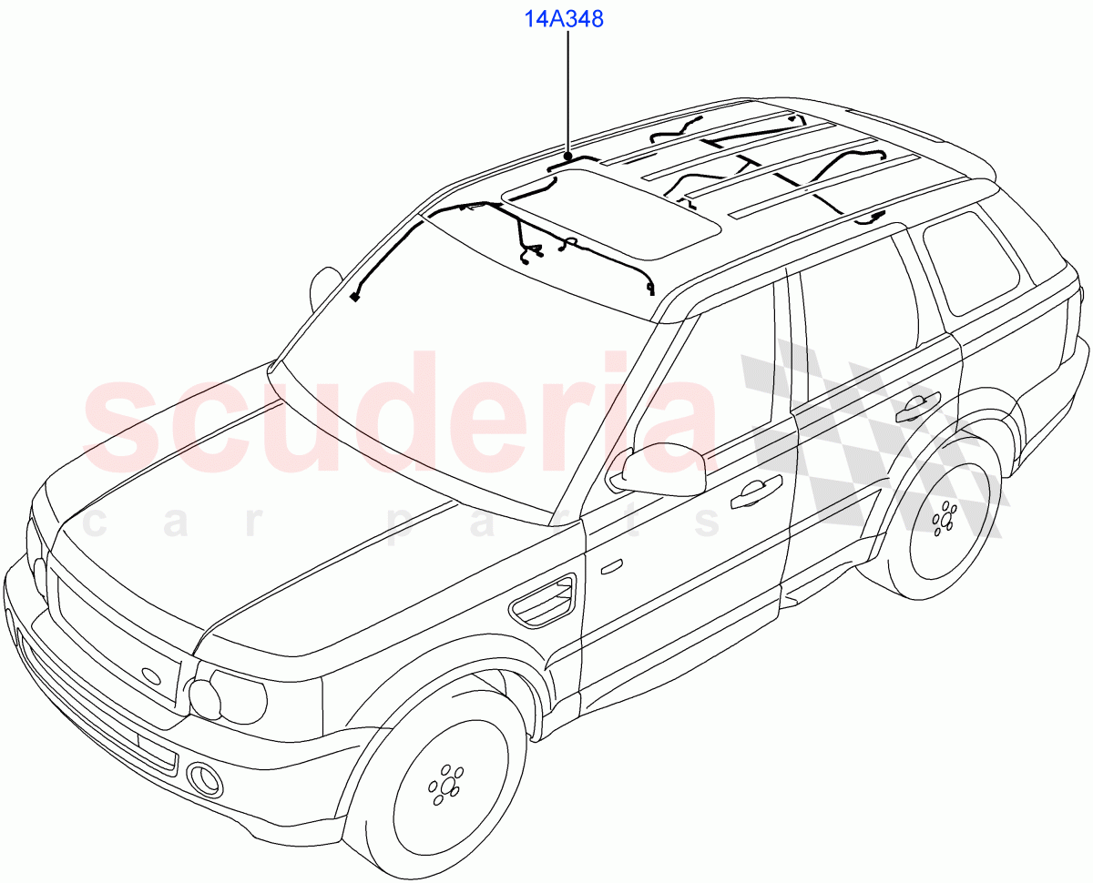 Electrical Wiring - Body And Rear(Roof)((V)TO9A999999) of Land Rover Land Rover Range Rover Sport (2005-2009) [4.4 AJ Petrol V8]