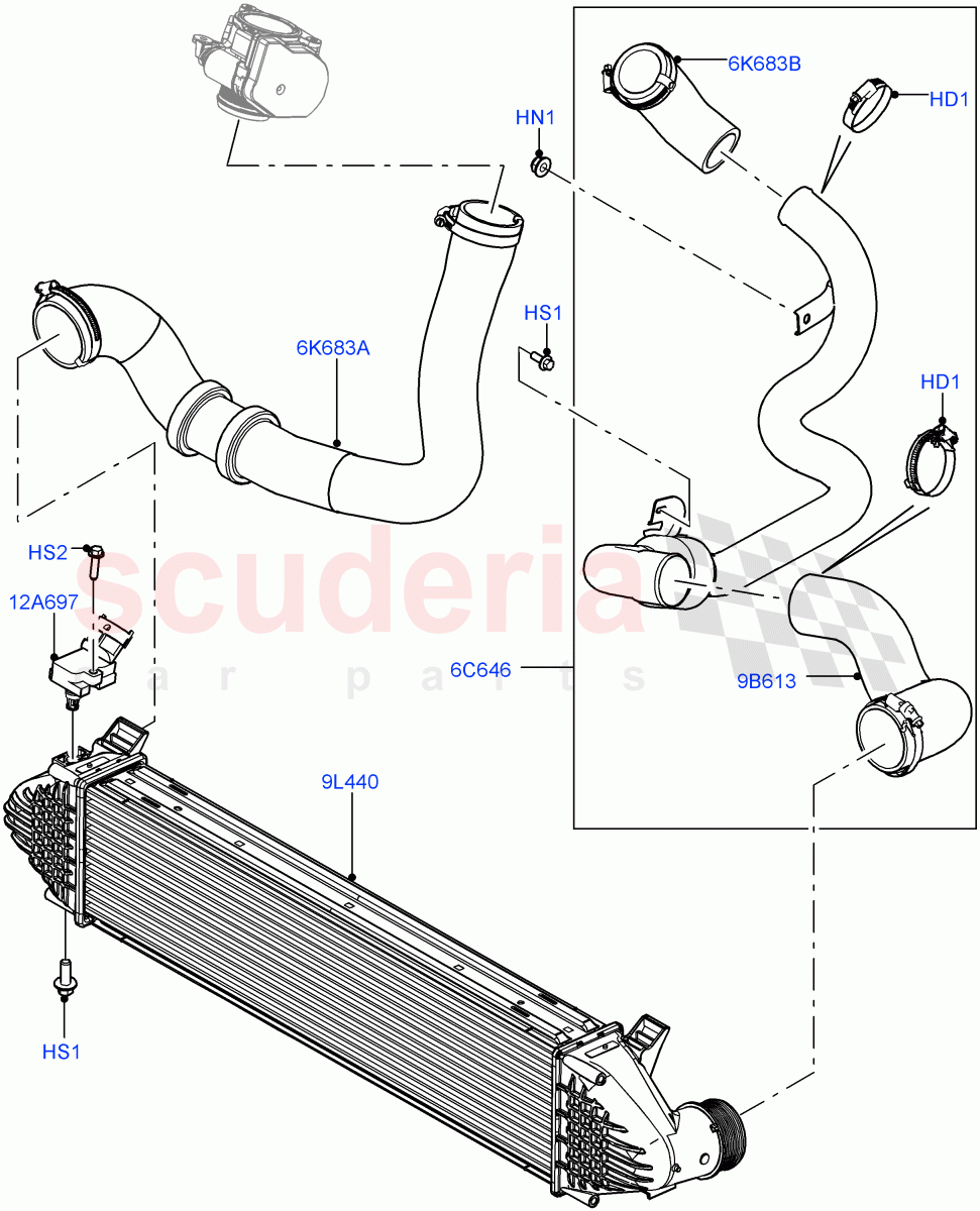 Intercooler/Air Ducts And Hoses(2.2L CR DI 16V Diesel) of Land Rover Land Rover Discovery Sport (2015+) [2.2 Single Turbo Diesel]