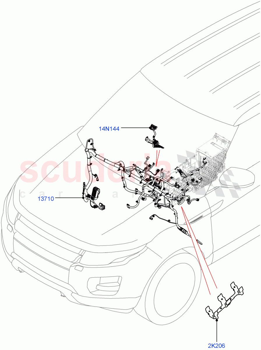 Electrical Wiring - Engine And Dash(Facia)(3 Door,Halewood (UK),5 Door)((V)TOGH999999) of Land Rover Land Rover Range Rover Evoque (2012-2018) [2.0 Turbo Petrol GTDI]