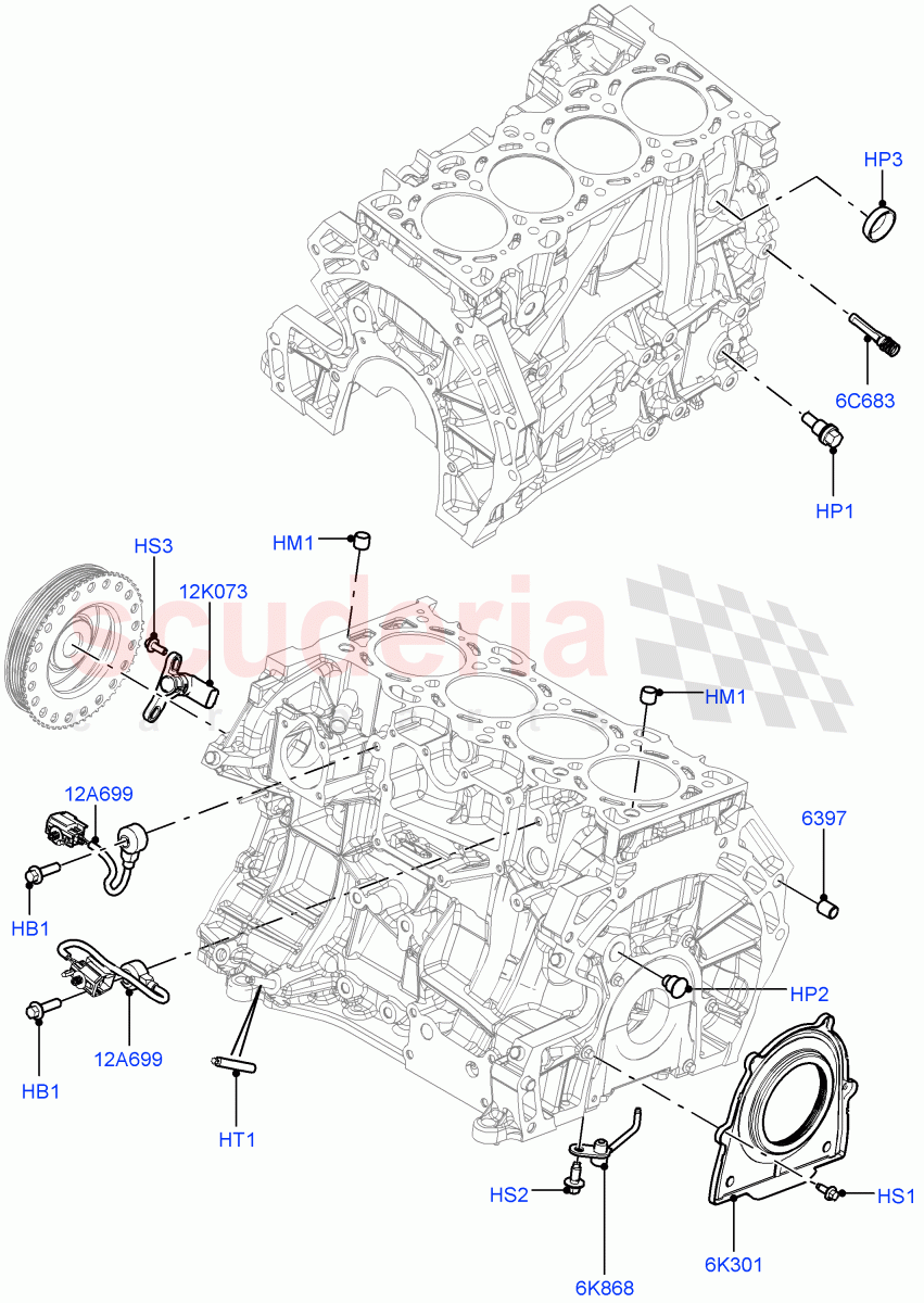 Cylinder Block And Plugs(2.0L 16V TIVCT T/C Gen2 Petrol,Halewood (UK),2.0L 16V TIVCT T/C 240PS Petrol) of Land Rover Land Rover Range Rover Evoque (2012-2018) [2.0 Turbo Petrol GTDI]
