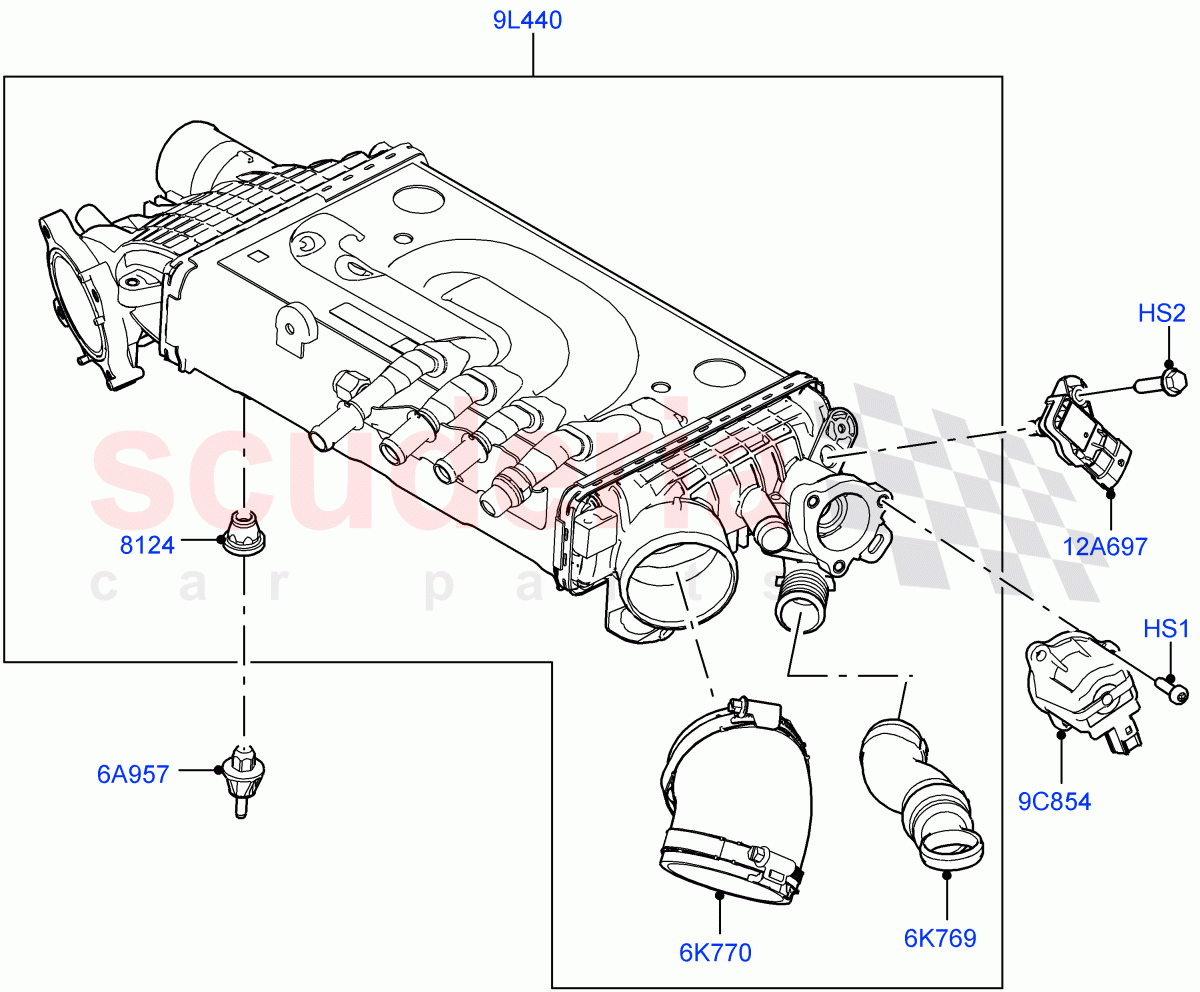 Intercooler/Air Ducts And Hoses(3.0L AJ20P6 Petrol High)((V)FROMKA000001) of Land Rover Land Rover Range Rover (2012-2021) [3.0 I6 Turbo Petrol AJ20P6]