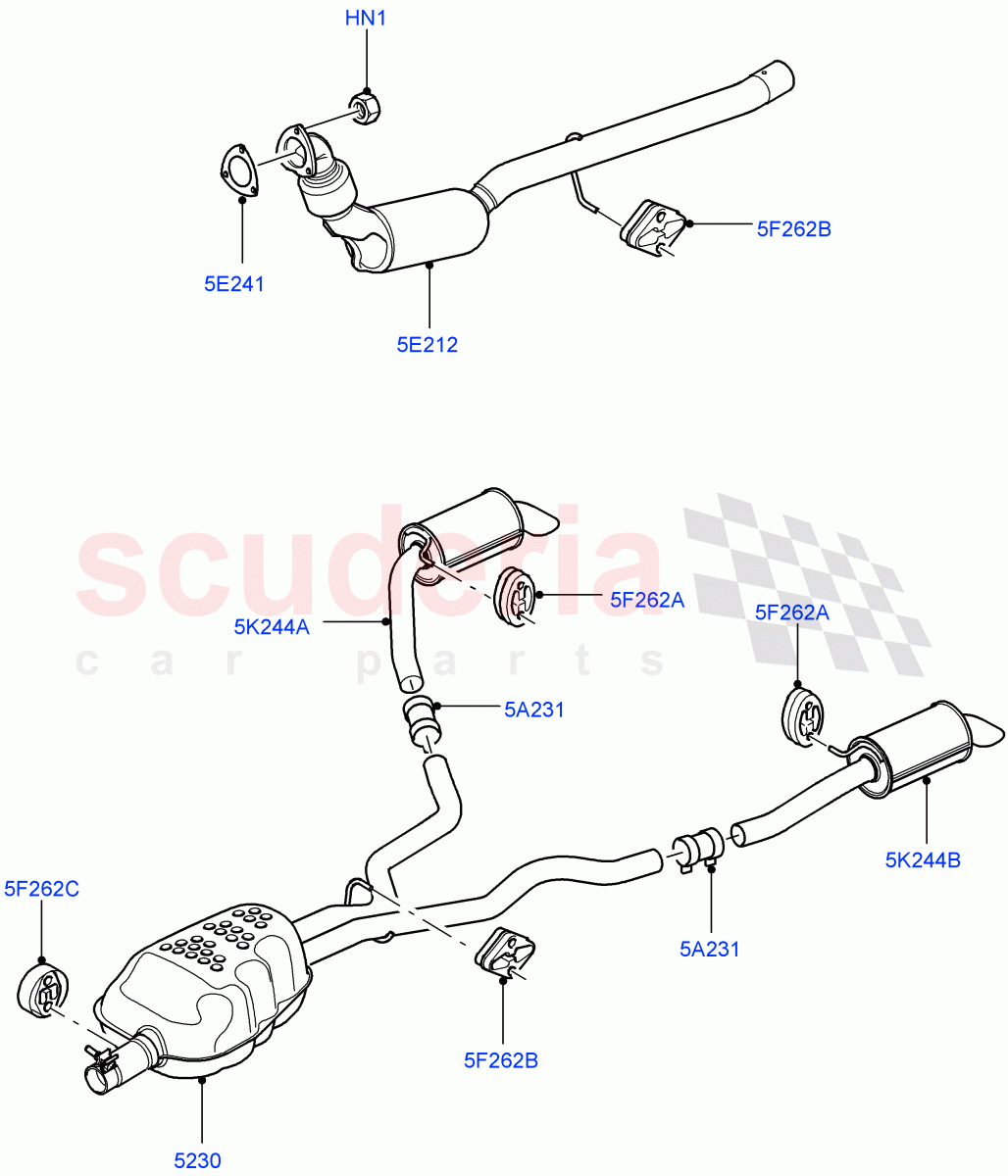 Exhaust System(Lion Diesel 2.7 V6 (140KW))((V)TO9A999999) of Land Rover Land Rover Range Rover Sport (2005-2009) [2.7 Diesel V6]