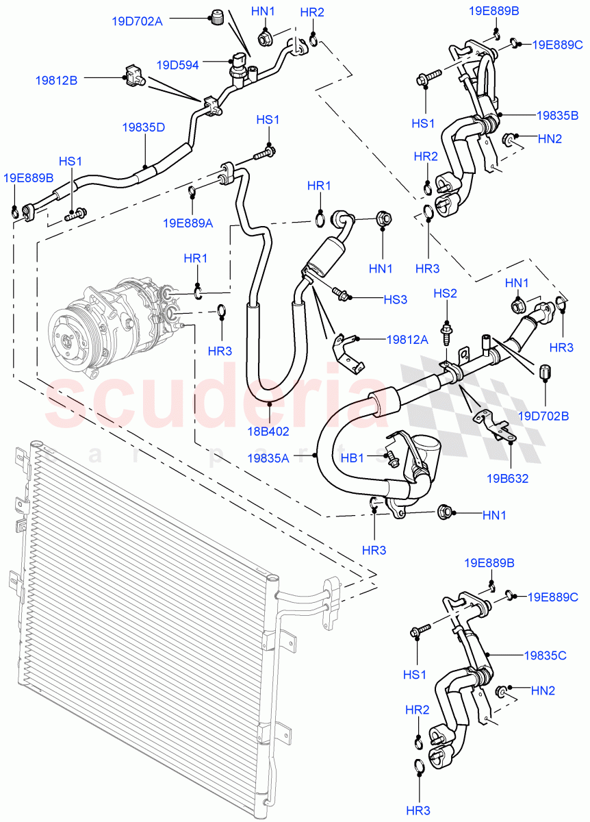 Air Conditioning System(Front)(3.0L DOHC GDI SC V6 PETROL)((V)FROMEA000001) of Land Rover Land Rover Discovery 4 (2010-2016) [2.7 Diesel V6]