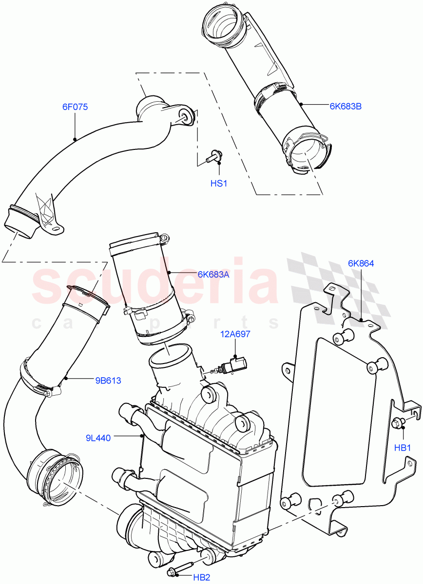 Intercooler/Air Ducts And Hoses(2.0L I4 DSL MID DOHC AJ200,Itatiaia (Brazil))((V)FROMGT000001) of Land Rover Land Rover Discovery Sport (2015+) [2.0 Turbo Diesel]