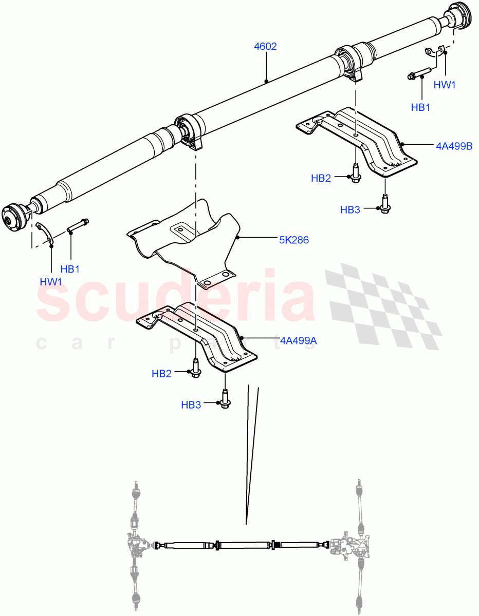 Drive Shaft - Rear Axle Drive(Propshaft)(Halewood (UK),Dynamic Driveline)((V)FROMEH000001,(V)TOFH999999) of Land Rover Land Rover Range Rover Evoque (2012-2018) [2.0 Turbo Petrol AJ200P]