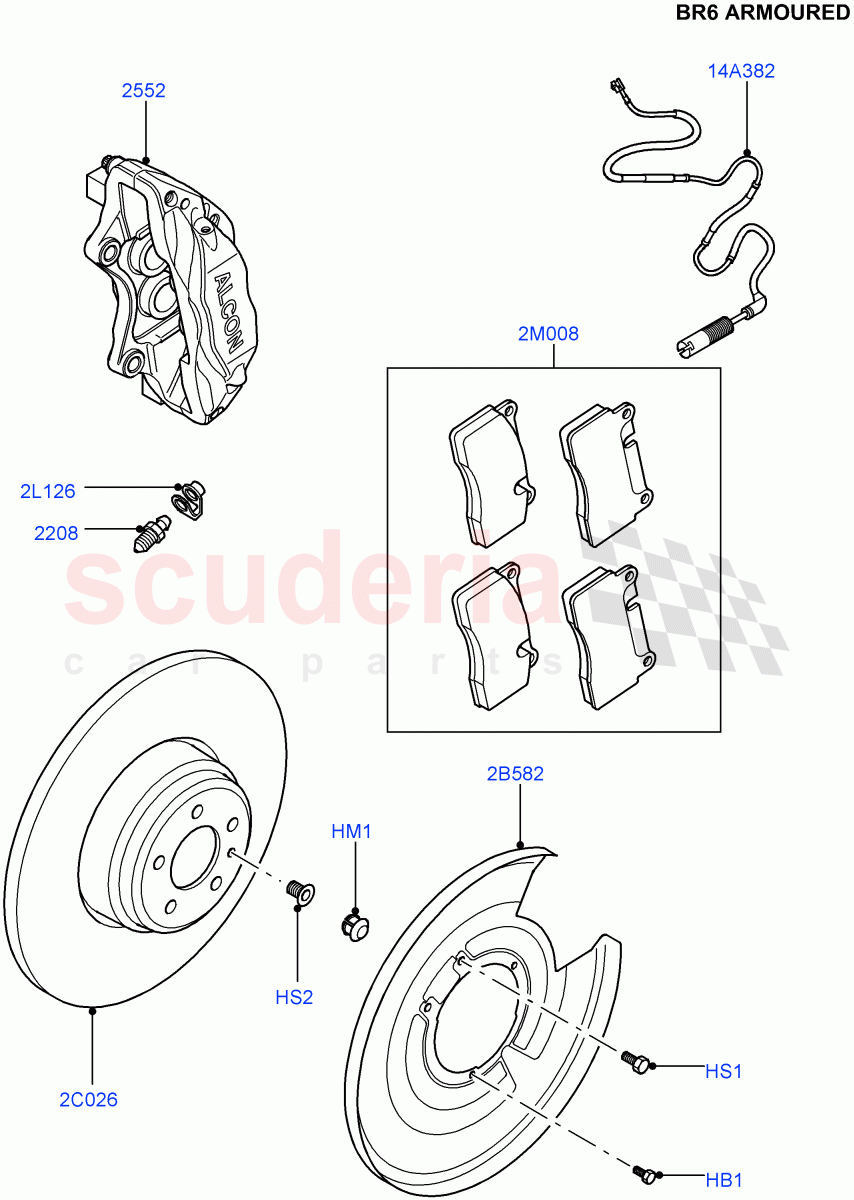 Rear Brake Discs And Calipers(With B6 Level Armouring)((V)FROMAA000001) of Land Rover Land Rover Range Rover (2010-2012) [5.0 OHC SGDI NA V8 Petrol]