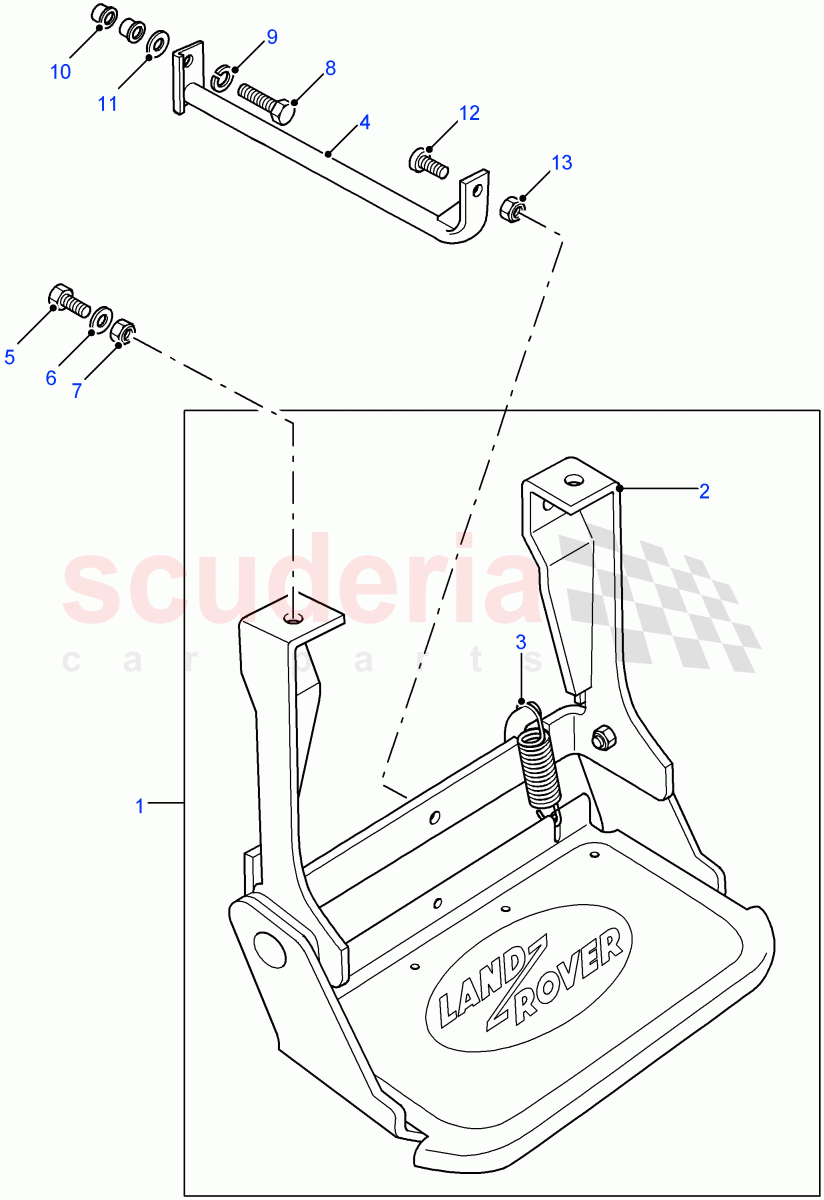 Step Assembly Folding-Side Doors(110" Wheelbase,90" Wheelbase)((V)FROMBA000001) of Land Rover Land Rover Defender (2007-2016)