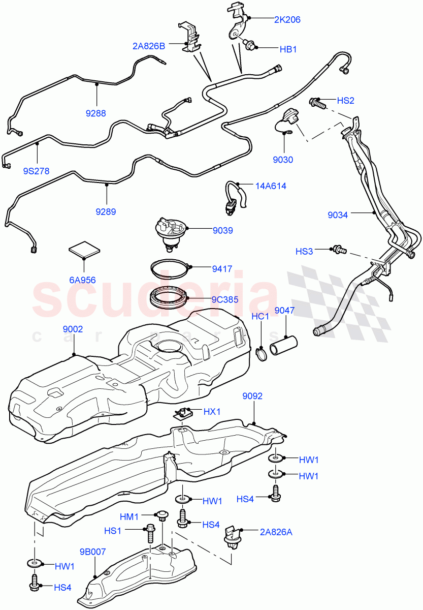 Fuel Tank & Related Parts(This Section Refers To TSB LTB00293, With 2 Vent Pipes, Vehicles Fitted With 10MY Fuel Tank)(AJ Petrol 4.2 V8 Supercharged) of Land Rover Land Rover Range Rover Sport (2005-2009) [4.2 Petrol V8 Supercharged]
