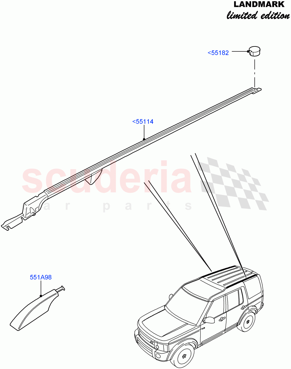 Roof Rack Systems(Landmark Limited Edition,Roof Rails - Extended)((V)FROMBA000001) of Land Rover Land Rover Discovery 4 (2010-2016) [3.0 DOHC GDI SC V6 Petrol]