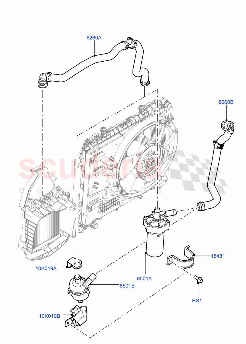 Water Pump(Solihull Plant Build, Auxiliary Unit)(3.0L DOHC GDI SC V6 PETROL)((V)FROMEA000001) of Land Rover Land Rover Discovery 5 (2017+) [3.0 DOHC GDI SC V6 Petrol]