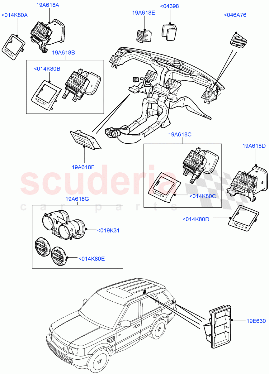Air Vents, Louvres And Ducts(External Components)((V)FROMAA000001) of Land Rover Land Rover Range Rover Sport (2010-2013) [5.0 OHC SGDI SC V8 Petrol]